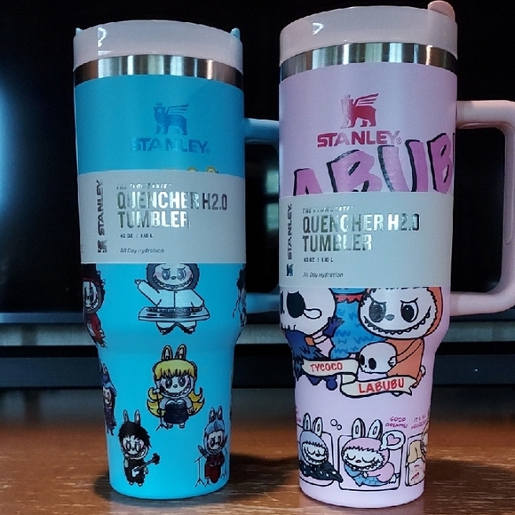 Stanley Quencher H2.0 Tumblers in Blue and Pink with Cartoon Art. Blue Or Pink. - Picture 1 of 1